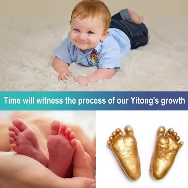 3D Hand & Foot Mold Casting Kit DIY Plaster Clone Powder Model Set for Baby Couples Valentine's Day Handprint Footprint Keepsake 4