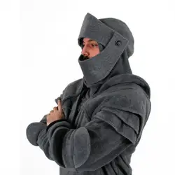 Chic  Hoodie Medieval Style Face Cover Hooded Men Sweatshirt Drawstring Top Pullover Hoodie for Outdoor