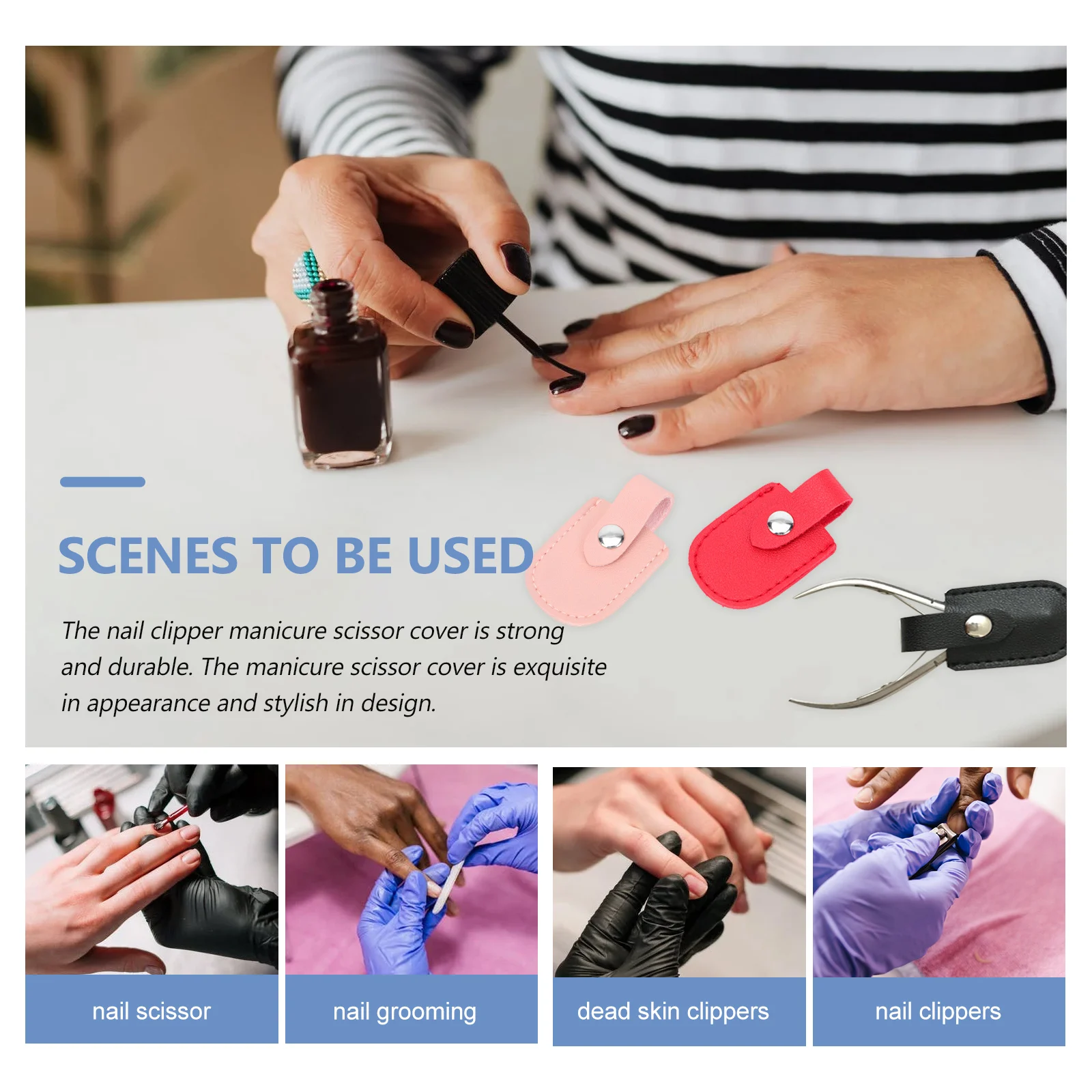 

5pcs Nail Clippers Protectors Durable PU Cases for Cuticle Scissors Covers Manicure Tools Safety Trimmer Sheath