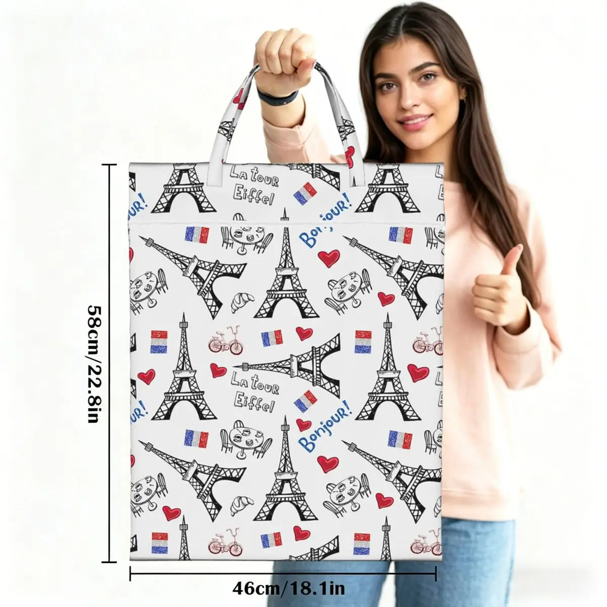 Сумка для белья «Addicted To Paris France»: водонепроницаемая, многоразовая, для грязной одежды, для спортзала, йоги, кемпинга, корзина для стирки