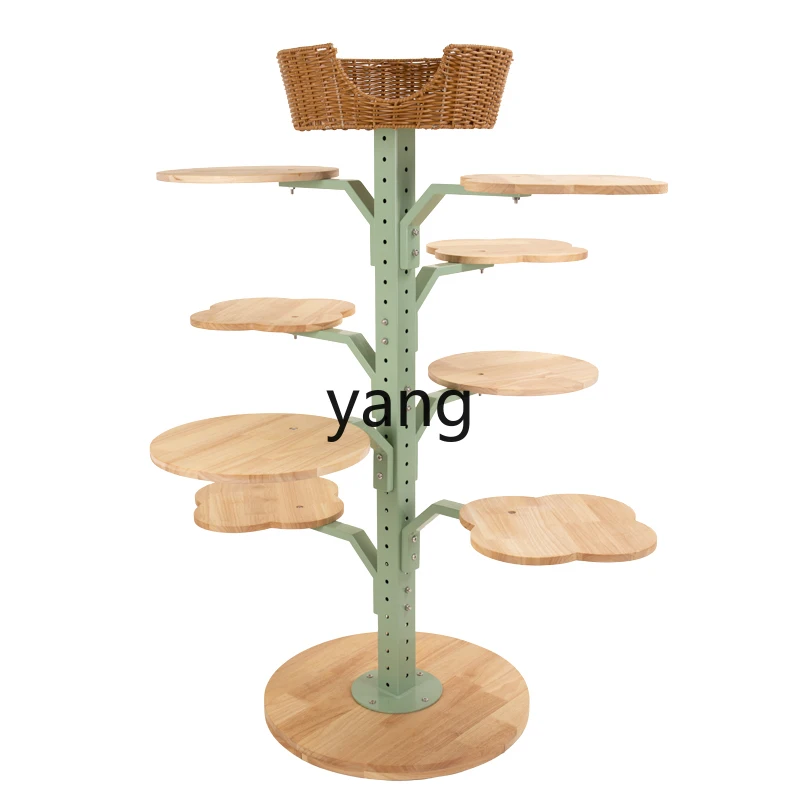 

Yjq Solid Wood Cat Climbing Frame Cat Tree Integrated Non-Covering Iron Art Jumping Platform Flower Tree-Shaped Pet Toy