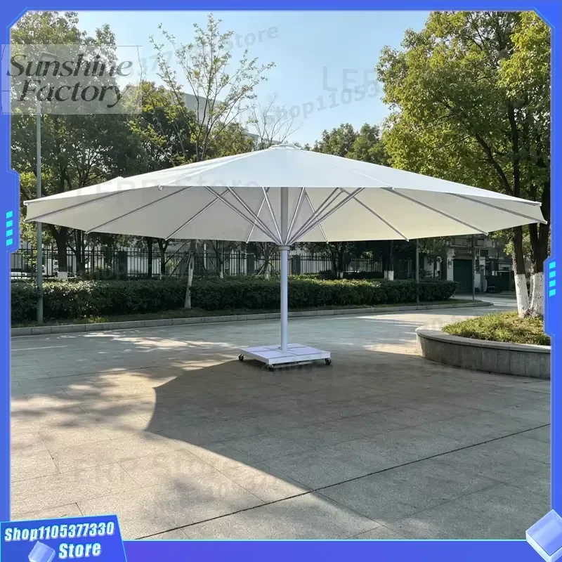 Aluminum alloy Super Large Outdoor Sun Umbrella Custom Solar LED Light For Courtyard Restaurant Scenic Area Middle Pole