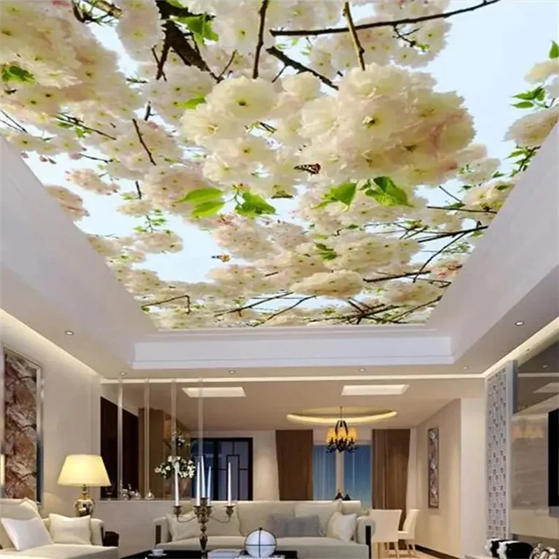 Custom wallpaper 3d large three - dimensional photo wall обои murals fresh flowers living room ceiling roof wallpaper home decor