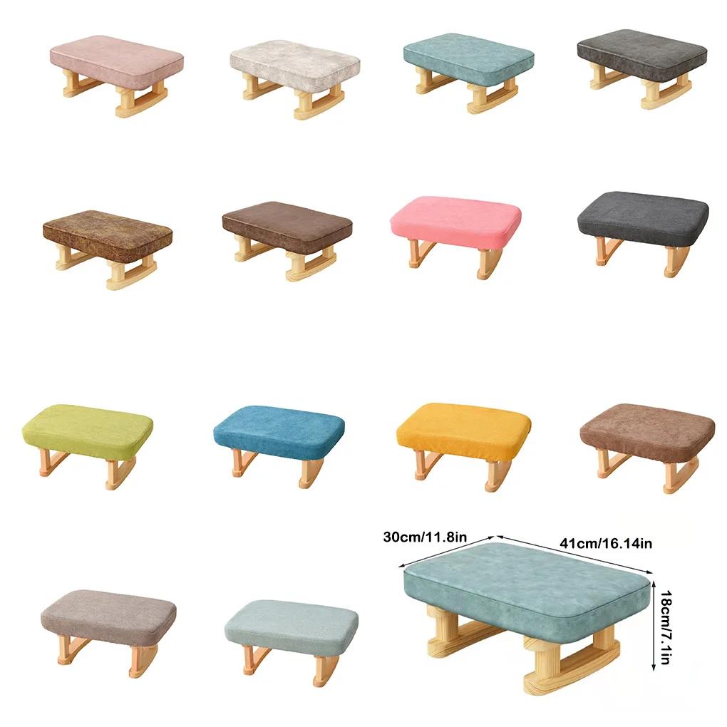 Solid Wood Footstool Shoe Stool Living Room Simple Sofa Tea Stools Anti-slip Footrest Sponge Coloful Cushion Home Leisure Chair