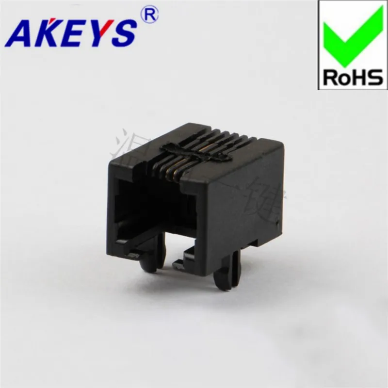 10PCS environmentally friendly and highly gold-plated RJ11 socket 95001-6P2C-90 -black telephone socket telephone socket