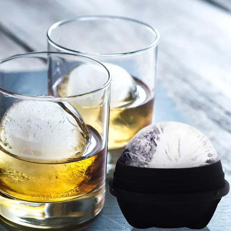 Molds 4 Pack,Whiskey Ice Mold,Silicone Sphere Ice Molds with Built-in Funnel,Large Round Cube Molds