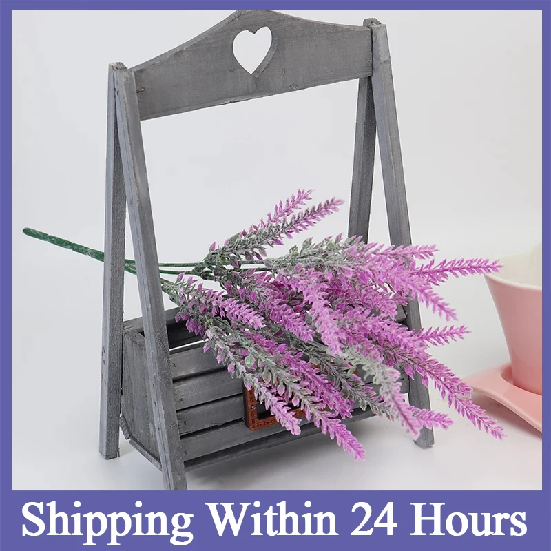 Artificial Flowers 5 Forks 25 Heads Flocked Plastic Lavender Bundle Fake Plants Wedding Bridle Bouquet Indoor Outdoor Home