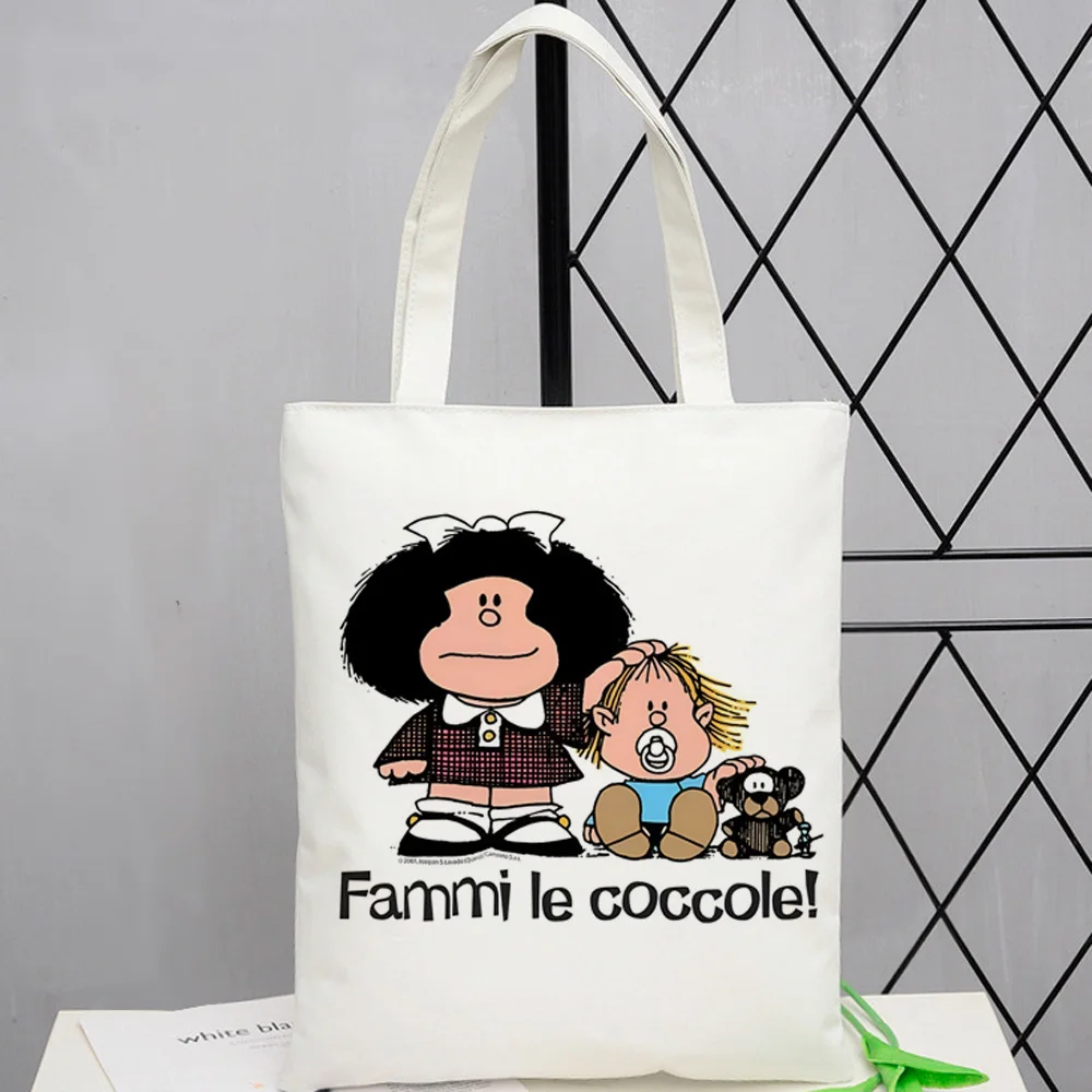 Mafalda shopping bag cotton recycle bag bolsas de tela bolso shopping handbag bag boodschappentas bolsas reutilizables custom