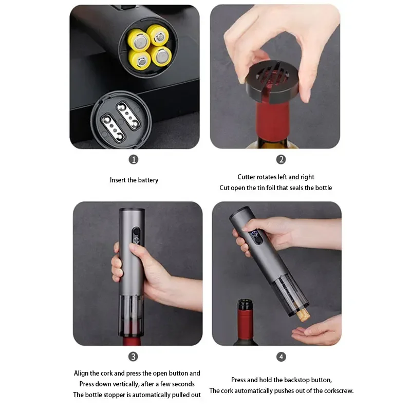 فتاحة النبيذ الكهربائية التلقائي USB قابلة للشحن المفتاح مع قاطع احباط مجموعة فتاحات جرة الزجاجات المعدنية لأدوات بار المطبخ هدية