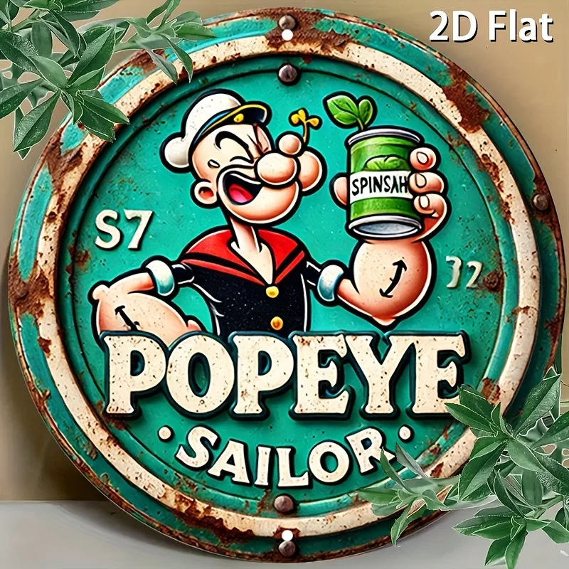 لافتة ألومنيوم مستديرة عتيقة ثنائية الأبعاد، لافتة ألومنيوم معدنية متينة، لافتة ألومنيوم دائرية مقاس 20 × 20 سم - مناسبة للمنزل #4