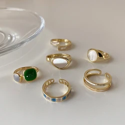 6 Piece Set Irregular Open Rings Moonstone Heart Finger Rings For Women Girls Kpop Sweet Cool Trendy Aesthetic 2024 Jewelry Gift