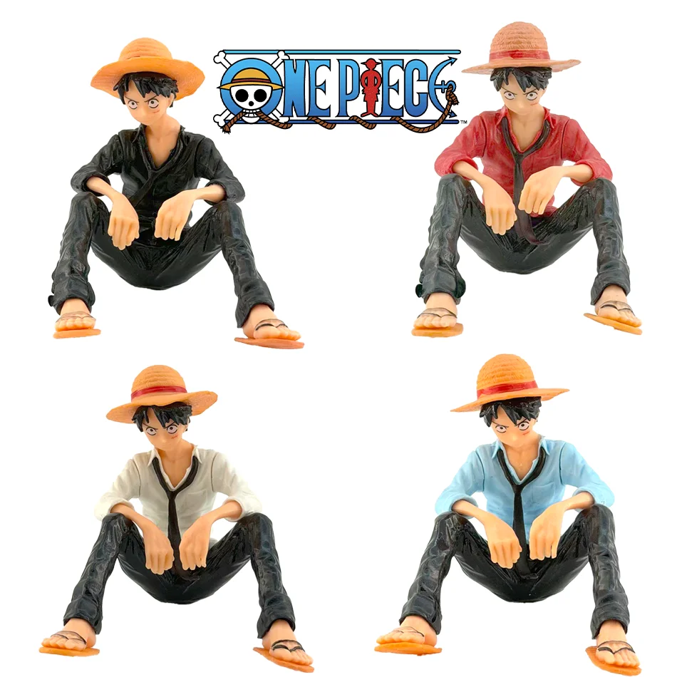 Figura de Anime de One Piece, Luffy en Posición Sentada, Figura de Acción, Modelo de PVC, Colección de Figuras, Muñeco de Juguete para Regalo de Cumpleaños o Navidad