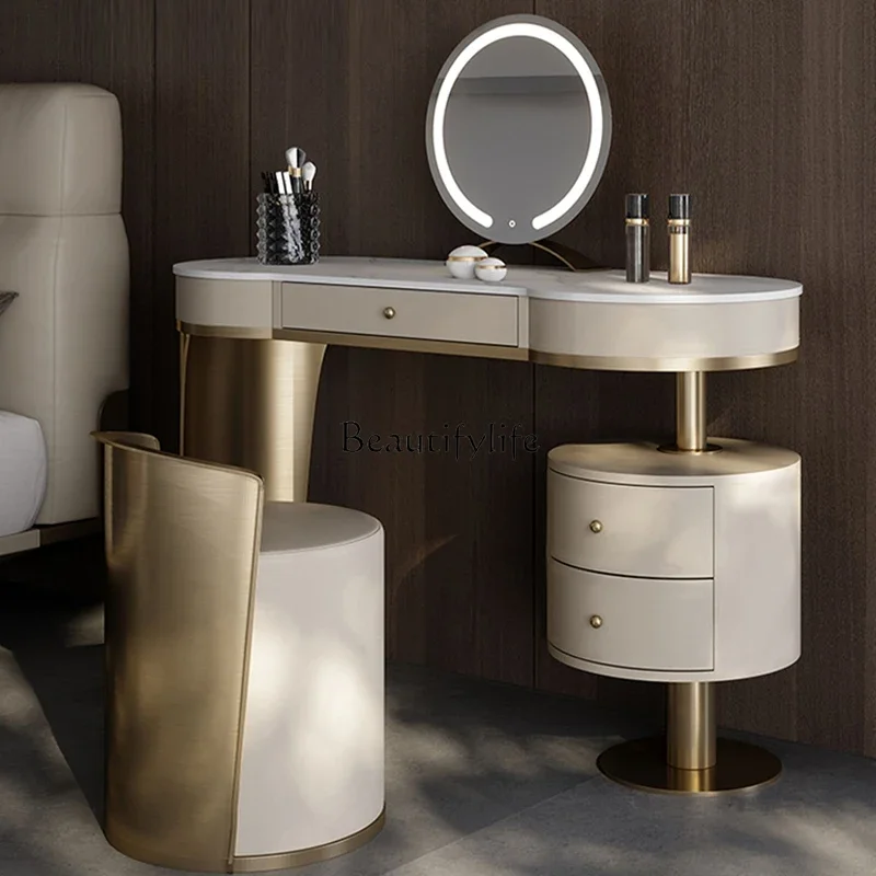 

66.LLight luxury rock slab dresser high atmosphere modern simple integrated makeup table