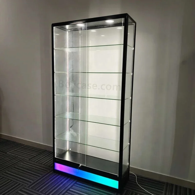 custom.High Quality Retail Furniture Lockable Glass Showcase Display Cabinet with LED Lighting  Glass  Vitrine
