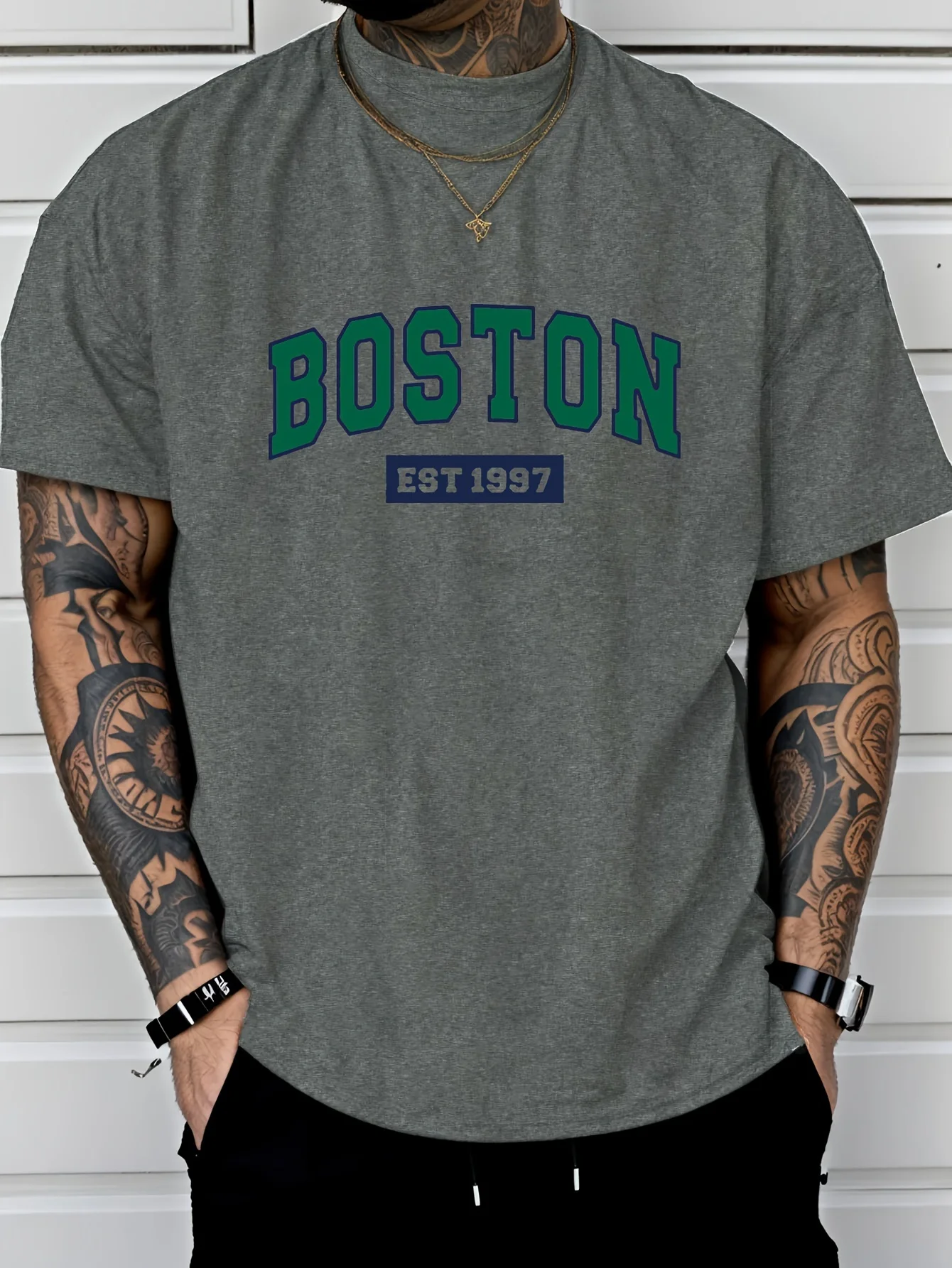 New Summer Hot-Selling Men BOSTON Creative Print T Shirt Male Casual Short Sleeve O-Neck Tees Fashion Casual Oversized Clothing