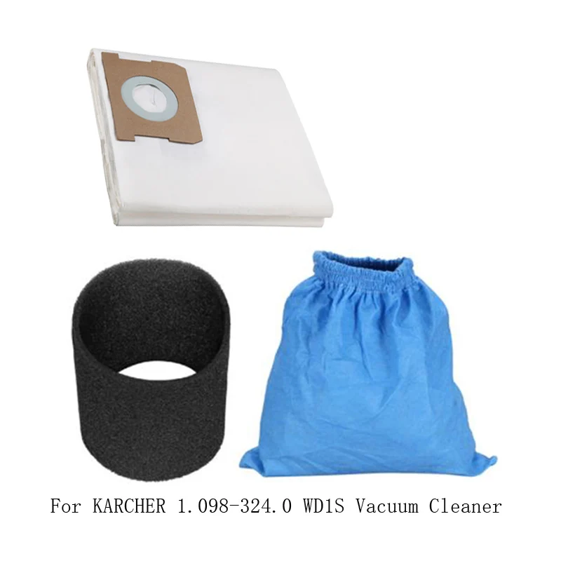 

For KARCHER 1.098-324.0 WD1 WD1S MV1 Filter Dust Bags and Foam Sleeve and Cloths Filters Vacuum Cleaner Parts