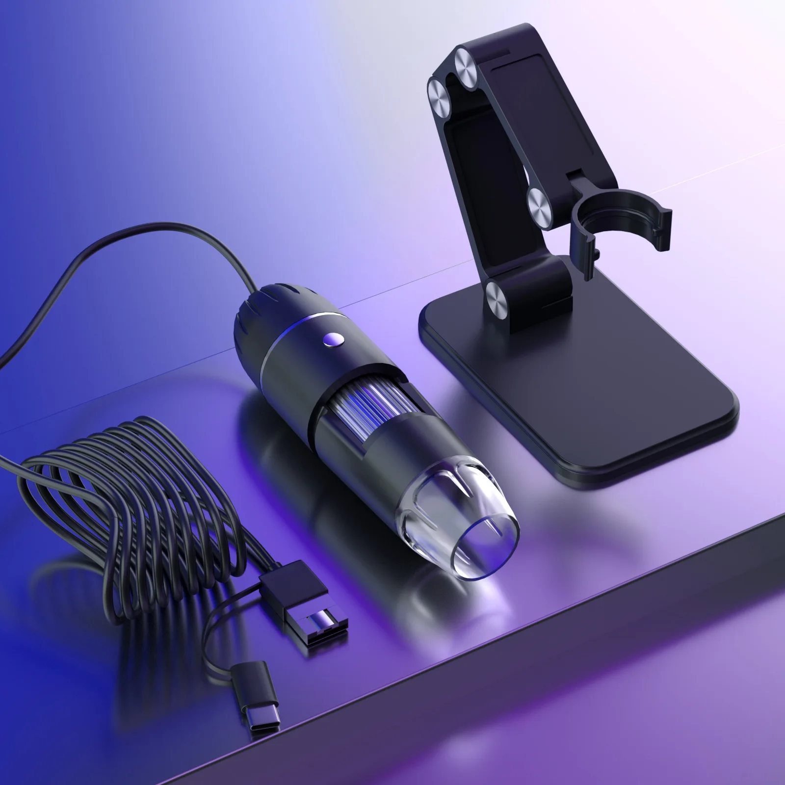 Three In One Usb Microscope with 1600X Magnification for Android Phones, Computers, and General-Purpose Digital Microscopes