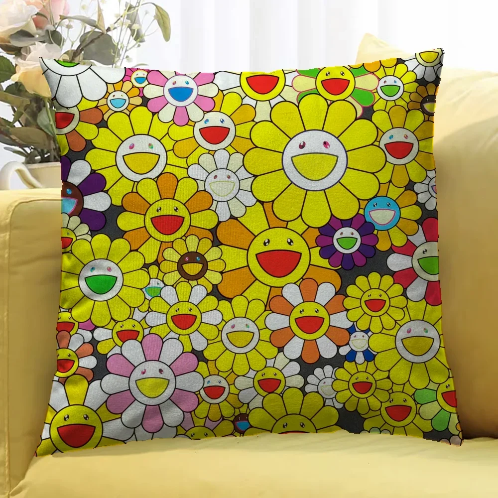 T-Takashi M-Murakami Pillow Cases 45x45 Cushions Cover for Pillow Cushion Cover 50x50 Aesthetic Room Decoration Bed Pillowcases