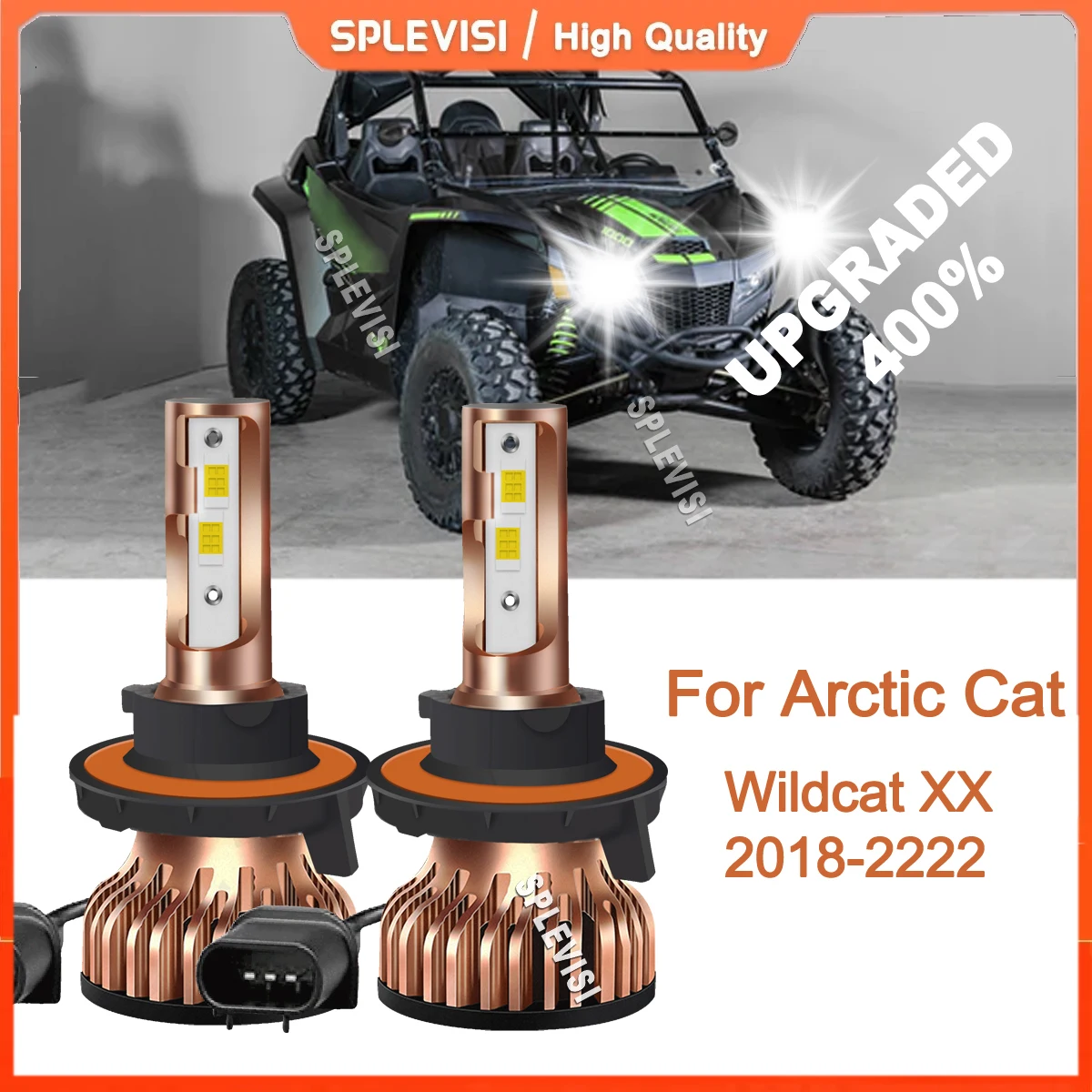 2Pcs 9008/H13 LED Headlight Dual Beam Bulbs Replacement 6000K For Arctic Cat Wildcat XX 2018-2222 Prowler 500 2017-2022