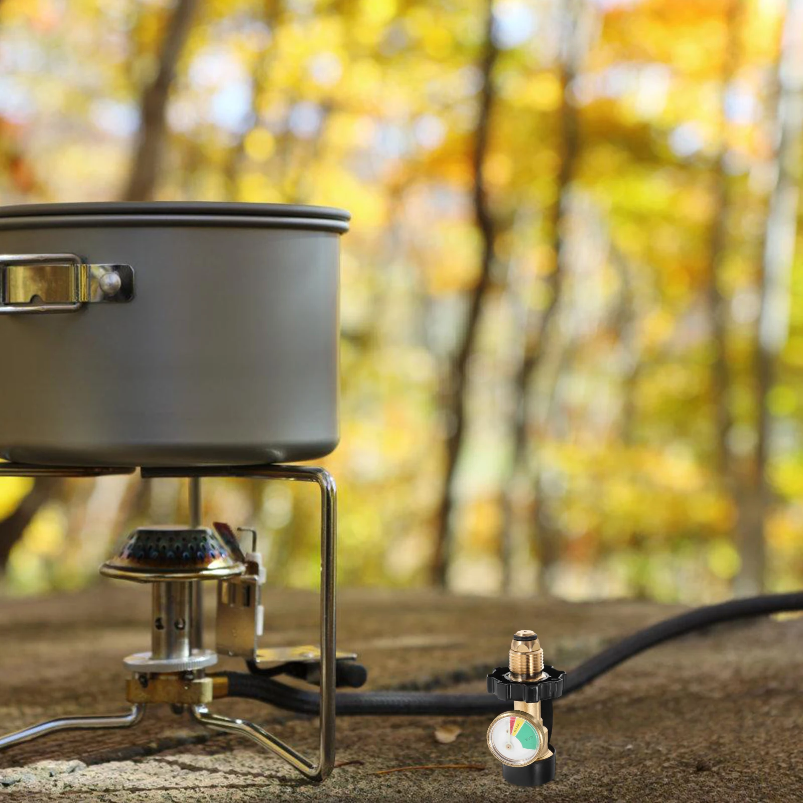 

Gas Tank Adapter Automotive Tester Camp Stove Propane Regulator Golden Voltage Gauge Travel