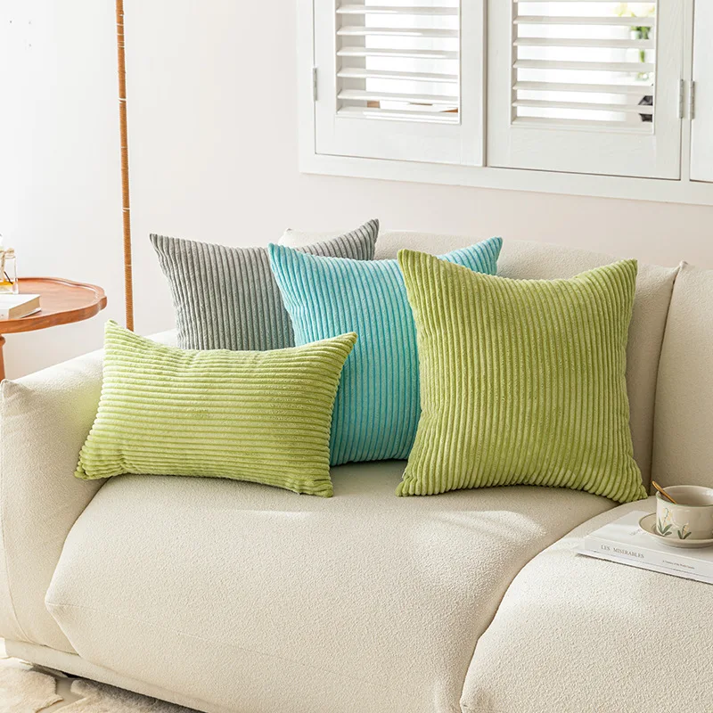 Nordic Light Luxury Style Cushion Cover Home Hotel Solid Straight Striped Sofa Pillowcase Pillow Covered 30x50 40 45 50 60 66CM