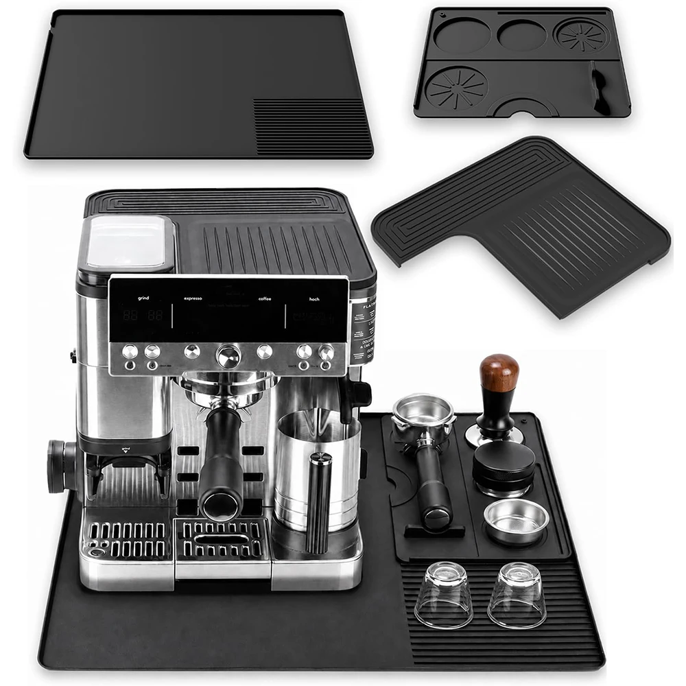 LMETJMA Silicone Coffee Mat Set for Ninja ES601 ES701 Espresso Machine Non Slip Coffee Machine Top Mat Cover Tamping Station Pad