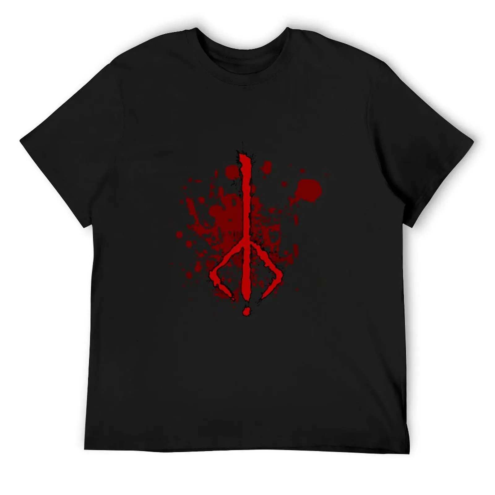 Bloodborne - Hunter Rune (with background) T-Shirt anime figures tops boys animal print blue archive mens white t shirts