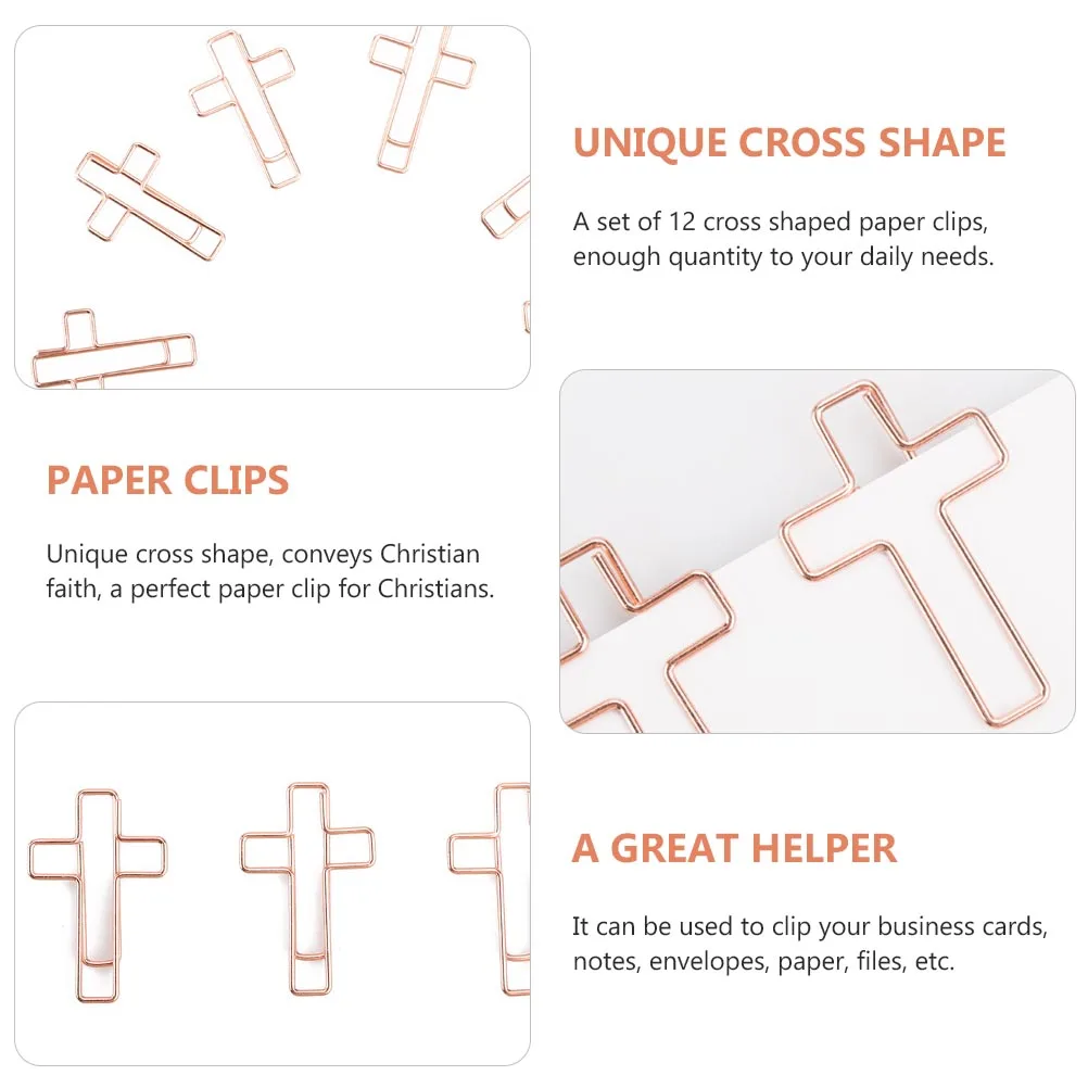 

12 Pcs Religious Studies Bookmark Cross Clip Clips Seal Paper for Bible Golden Metal