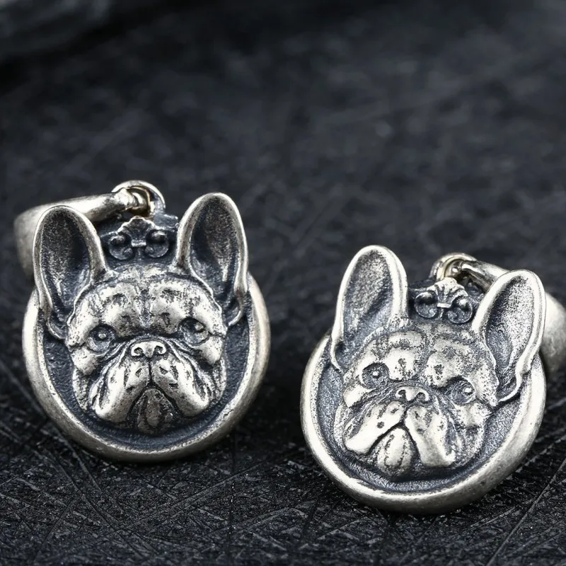 BOCAI Real S925 Silver Jewelry New Personality Bulldog Pendant for Men and Women Punk Hip Hop Trendy Birthday Gifts