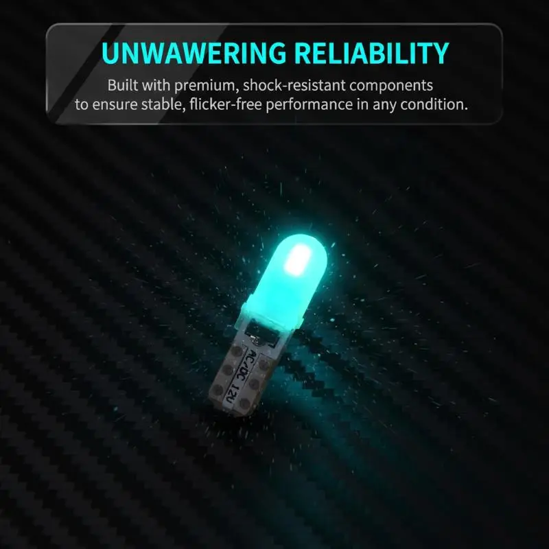 10pcs Car T5 Wedge LED Light, 3014 2SMD Silicone Bulb, Energy-saving Dashboard Instrument Lamp, Auto Interior Auxiliary Lighting