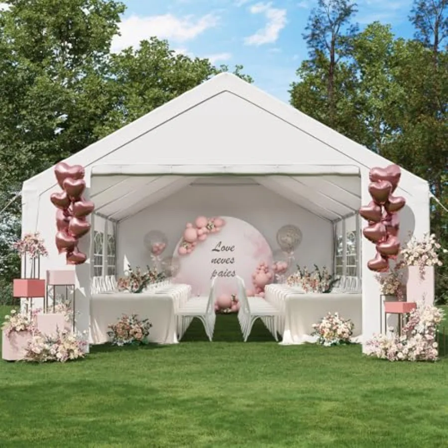 Party Tent 16x32 Canopy Heavy Duty, Waterproof Outdoor Event Tent with Removable Sidewalls and Roll-Up Door, Portable Carport f