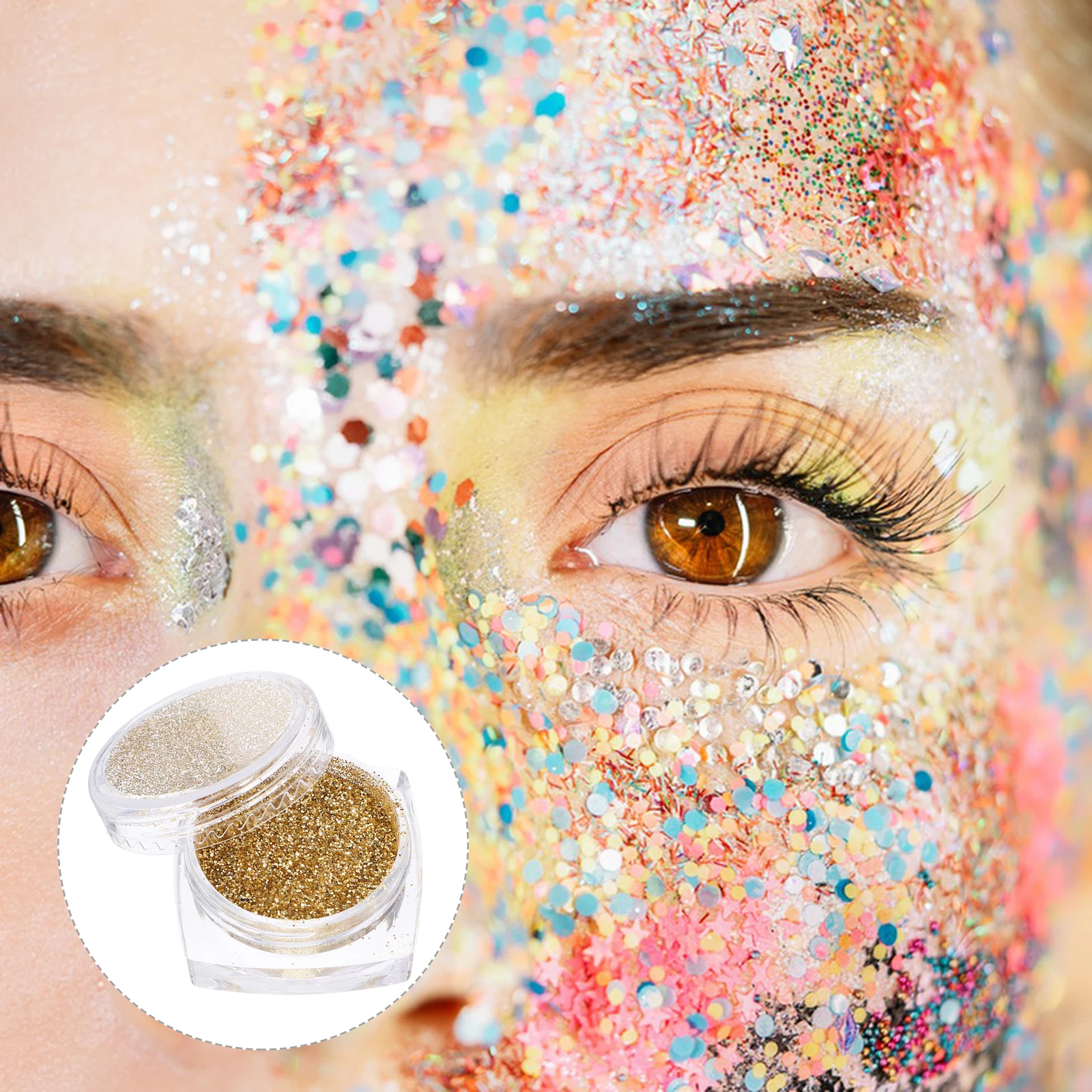 

2Pcs Glitter Eyeshadow Pigments Set All Day Long Wear Eye Looks Gift Glitter Eyeshadow