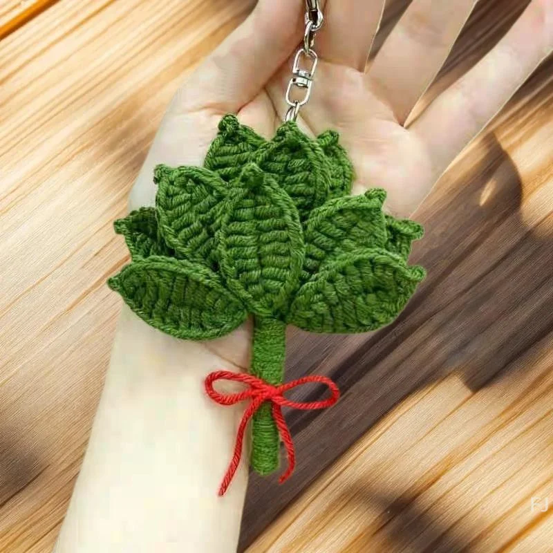 

DIY Yarn Pomelo Leaf Keyring; Home Decoration; Hand-Crocheted Bad Luck Dispeller