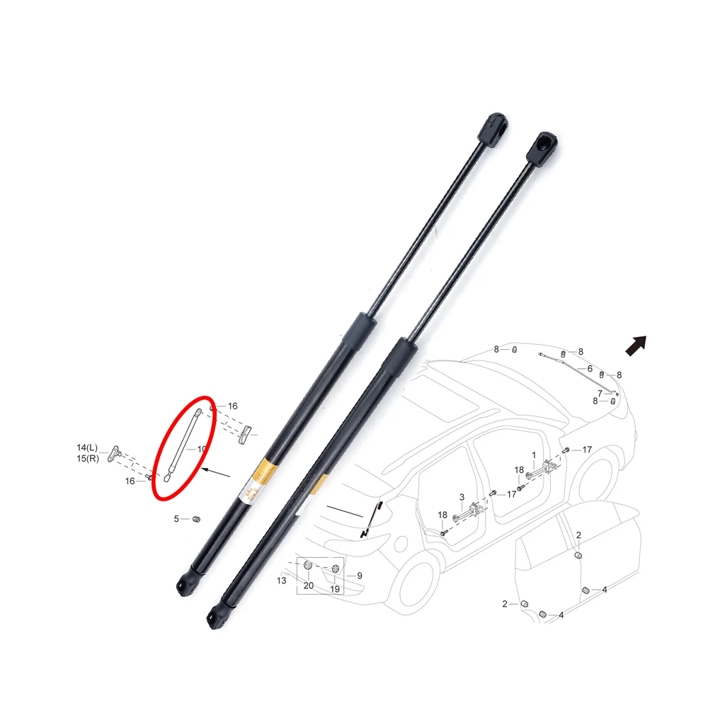 

2 шт. газовая пружина автомобильного багажника для GAC TRUMPCHI GS3 5830009ADU0000 опорная штанга задней двери автоаксессуары
