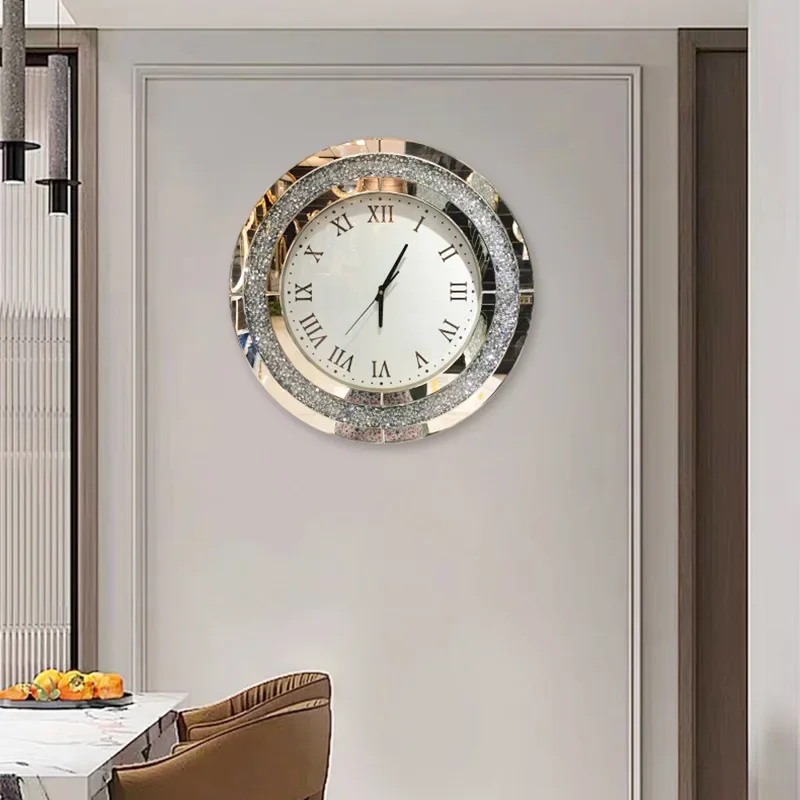 

Porch wall-hung decorative electronic clock fashion simple glass mosaic wall clock luxury American creative clock living room.