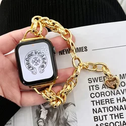 Ekskluzywny pierścień bransoletka z paskiem stalowy pasek do Apple Watch Ultra 2 Band 49mm 44mm 45mm dla iWatch serii 9 8 6 7 SE 40mm 41mm correa