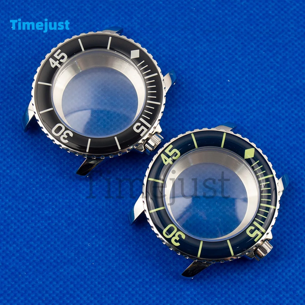 45mm Watch Case Stainless Steel 10ATM Waterproof  NH35 Sapphire Glass Case for Fifty Fathoms Watch Case fit NH35 Movement