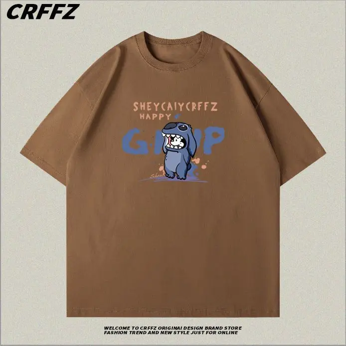 Estilo coreano gráfico impresso algodão camiseta oversized solto t harajuku hip hop streetwear barato casual topos