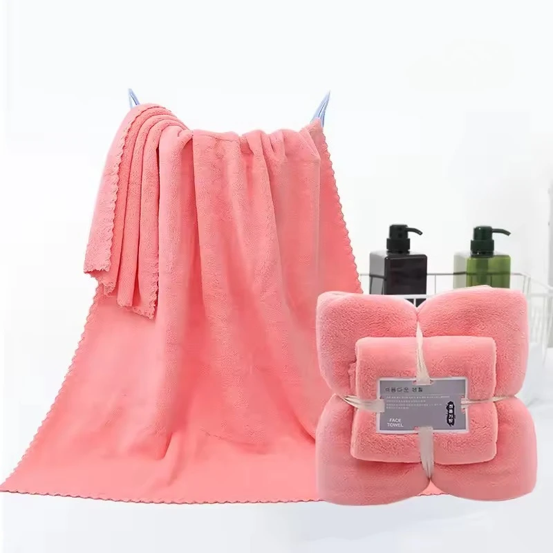 2PC Coral Velvet Bath Towels Set for Adults Super Soft Highly Absorbent Quick-Drying Towels Hotel & Spa Quality