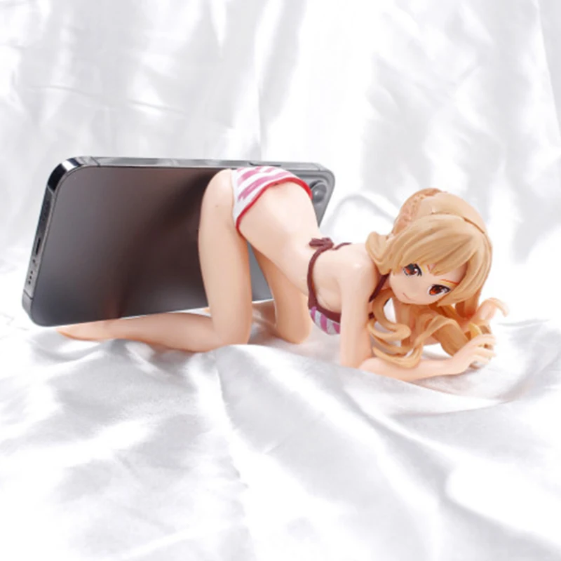 Asuna Online Seni Pedang Anime Gadis Seksi PVC Model Figur Bergaris Berlutut Pakaian Renang Pemegang Telepon Penggemar Koleksi Boneka Mainan