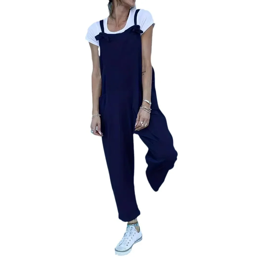 Sommer lose ärmellose Cargo Jumps uit neue Sling Jumps uits für Frauen Cargo Pocket weibliche Jumps uit Overalls für Frauen Hosenträger