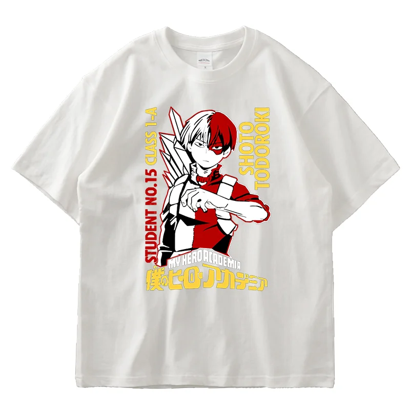 Anime My Hero Academia Todoroki Shoto Print T Shirt Couple student street sports casual T-shirt