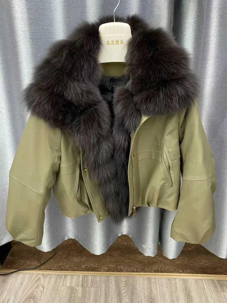 White Goose Down Coat Women Warm Autumn Winter Reality Fur Jacket Female Puffer Jacket Waterproof Feather Real Fox Fur Collar