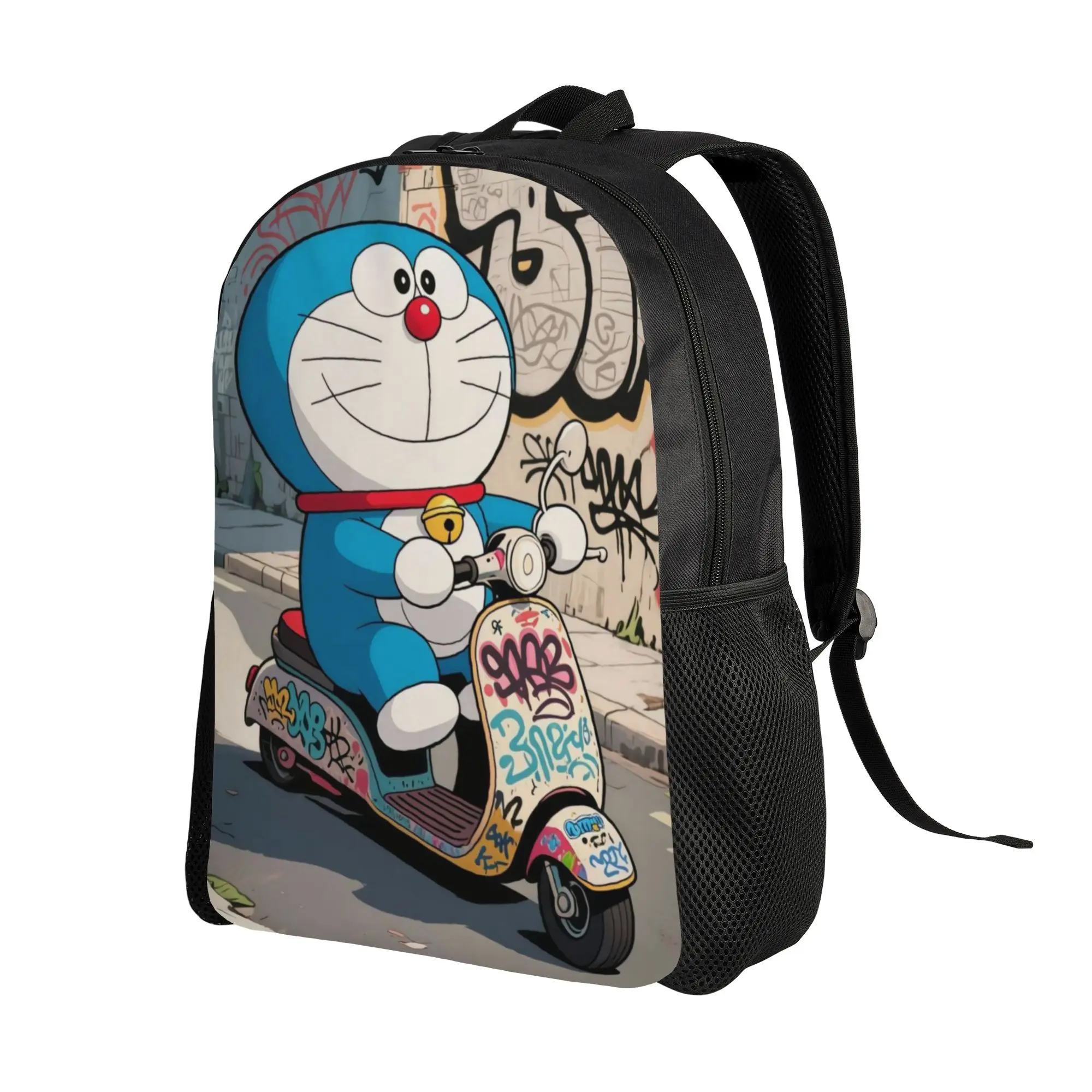 Back to school season Doraemon riding an electric scooter Knapsack Doraemon Ladies Adjustable Strap Backpack