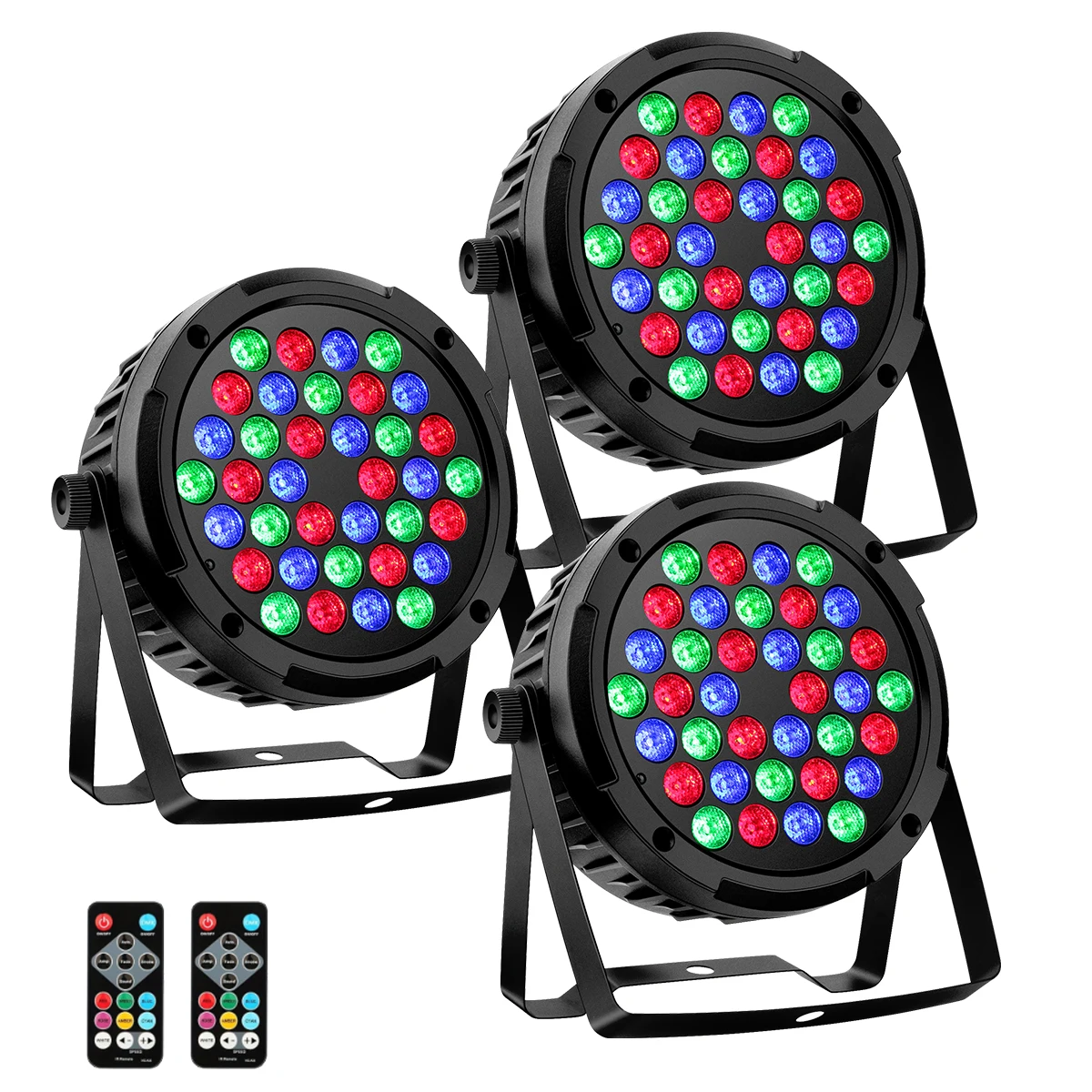 

3Pack 36LEDs RGB Stage Par Lights Sound Activated Remote DMX Control DJ Music Dance Party Wedding Church Bar Club Stage Lighting