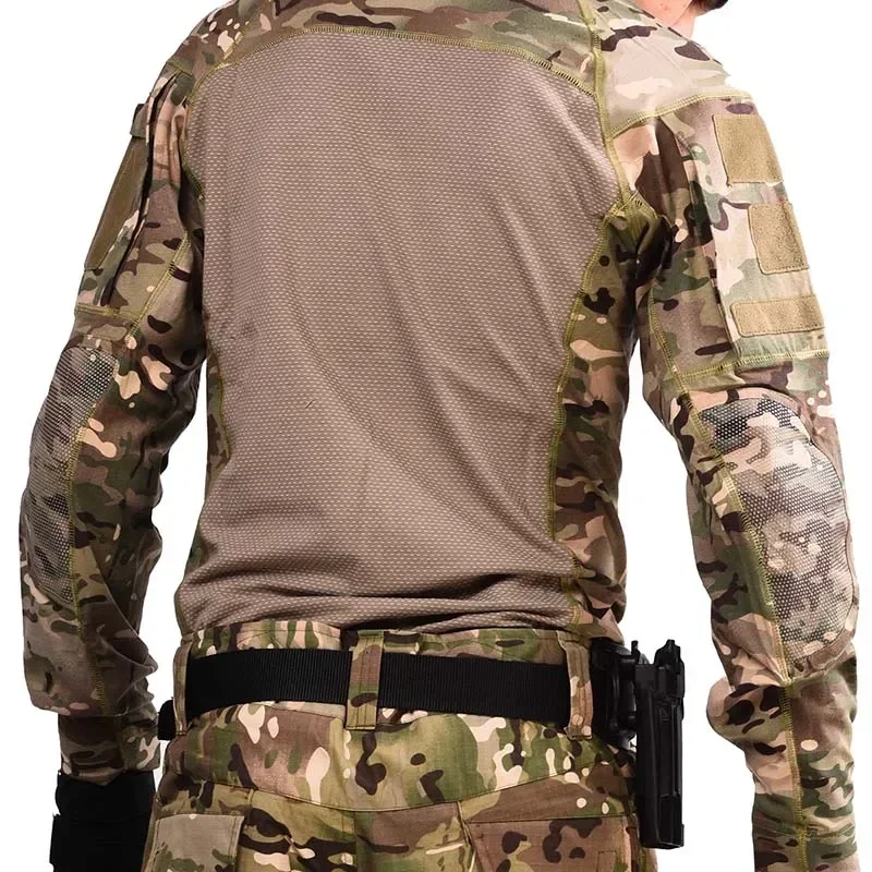 Men\'s Outdoor Tactical Shirts Zipper Airsoft Combat Tee Slim Shirt Hunting Clothes Airsoft Multicam T-shirt Fishing Men Clothing