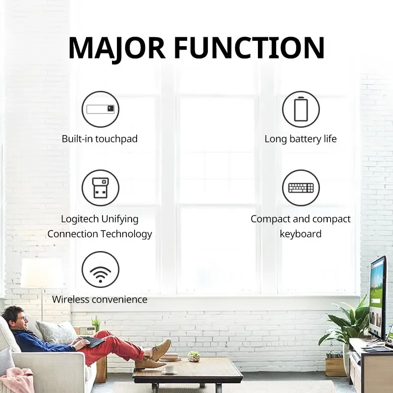 Logitech K400 Plus Wireless Keyboard with Touchpad for Smart TV, Android TV Box, PC, Laptop - Plug & Play Media Control Keys