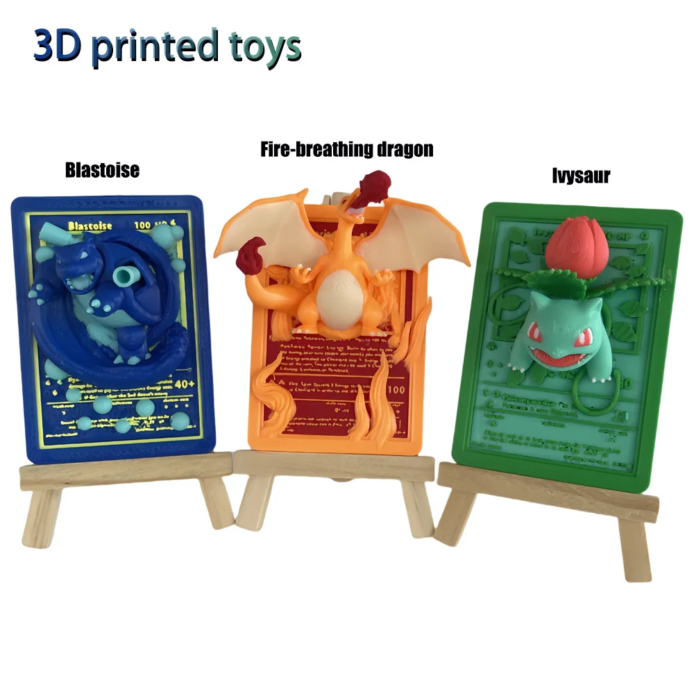 

Original Classic Pocket Character Little Fire Dragon Johnny Turtle Bulbasaur 3D Printed Collection Card Children's Birthday Gift