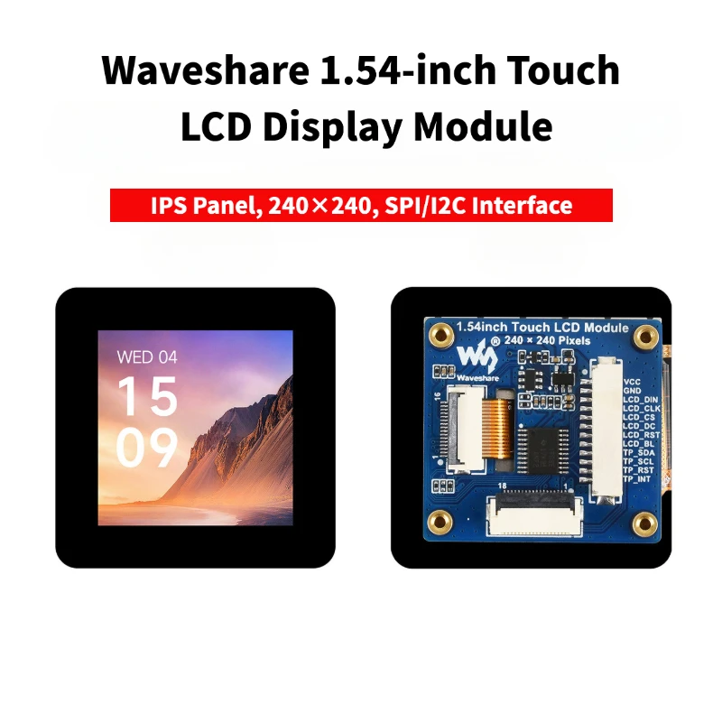 Waveshare 1.54‑inch Touch LCD Display Module with Expansion Board IPS SPI/I2C 240×240 for Raspberry Pi Pico ESP32 Arduino STM32