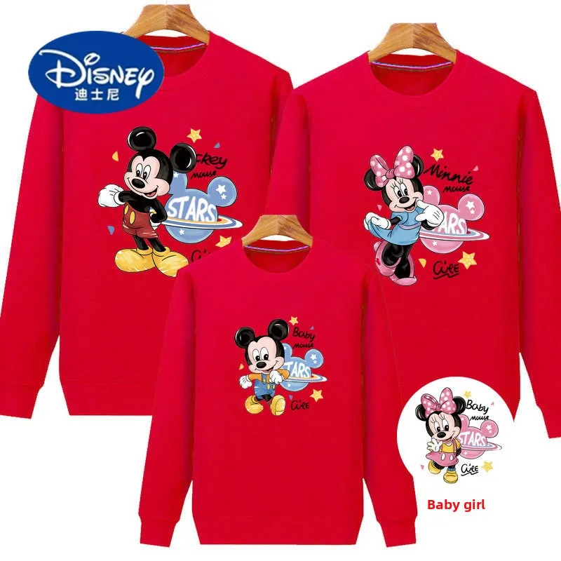 

2025 New Disney Mickey Mouse Family Hoodies Cartoon Matching Set Mother Daughter Class Party Wear Family Matching Outfits